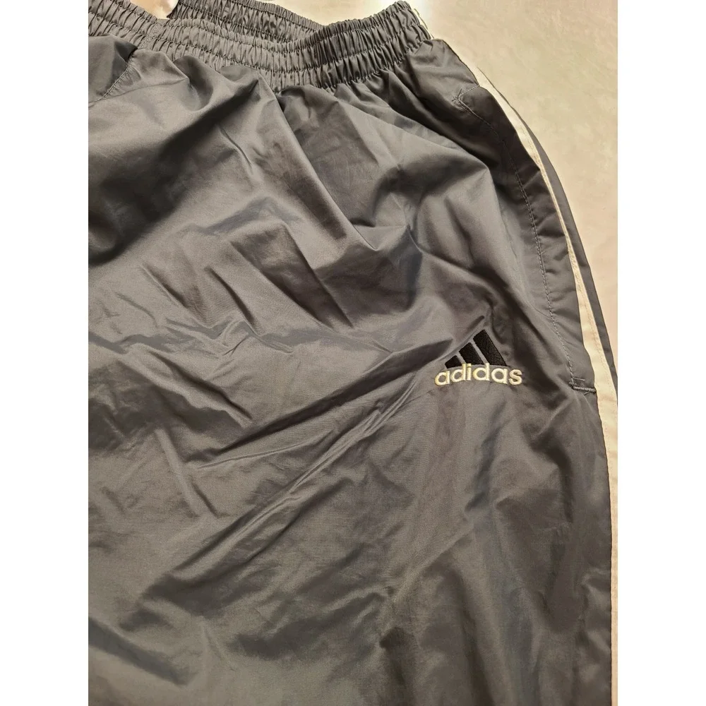 Adidas Vintage Wind Pants Gray White Stripe Track‎ Pants Men's XL  Nylon